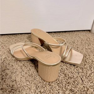 Gold Block Heel Sandals